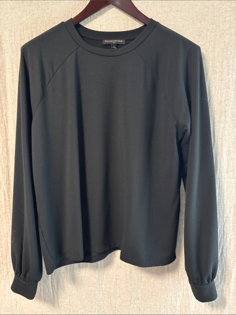 Banana Republic Black Long-Sleeve Crewneck Top